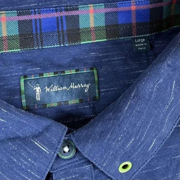 William Murray Men's Large Blue Performance Front Pocket Golf Polo Shirt - Picture 4 of 4